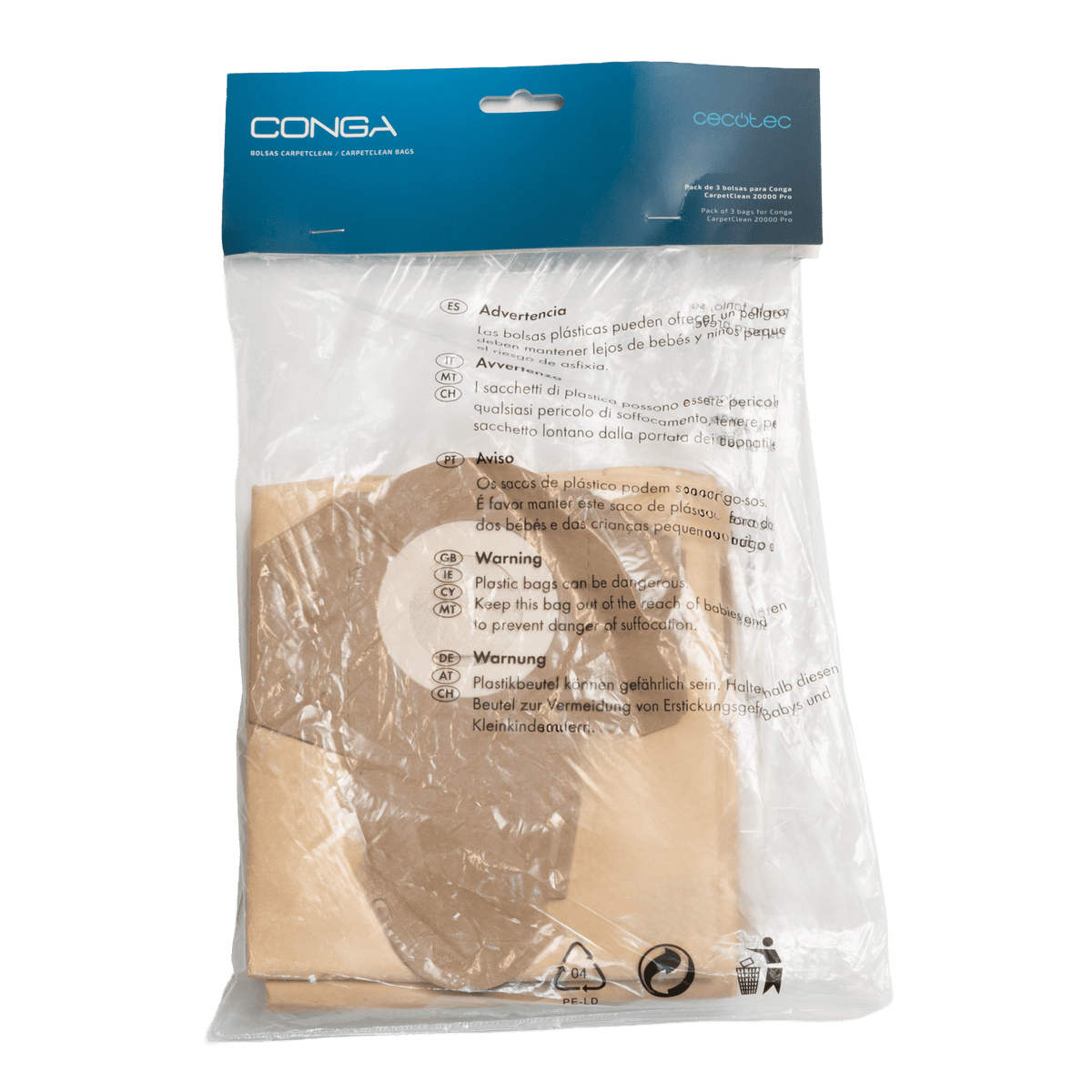 Repuesto original Cecotec para PACK DE 3 BOLSAS CONGA CARPETCLEAN 20000 PRO REF: 9898 SKU 9898