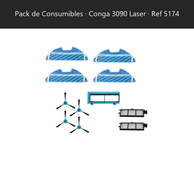 Repuesto original Cecotec para PACK DE CONSUMIBLES ROBOT ASPIRADOR CONGA 3090 LASER REF: 5174 SKU 5174